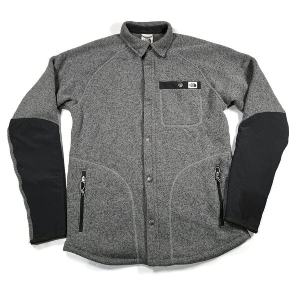 North Face Gordon Lyons Fleece Snap Button Shirt Jacket Mens Small Shacket Gray